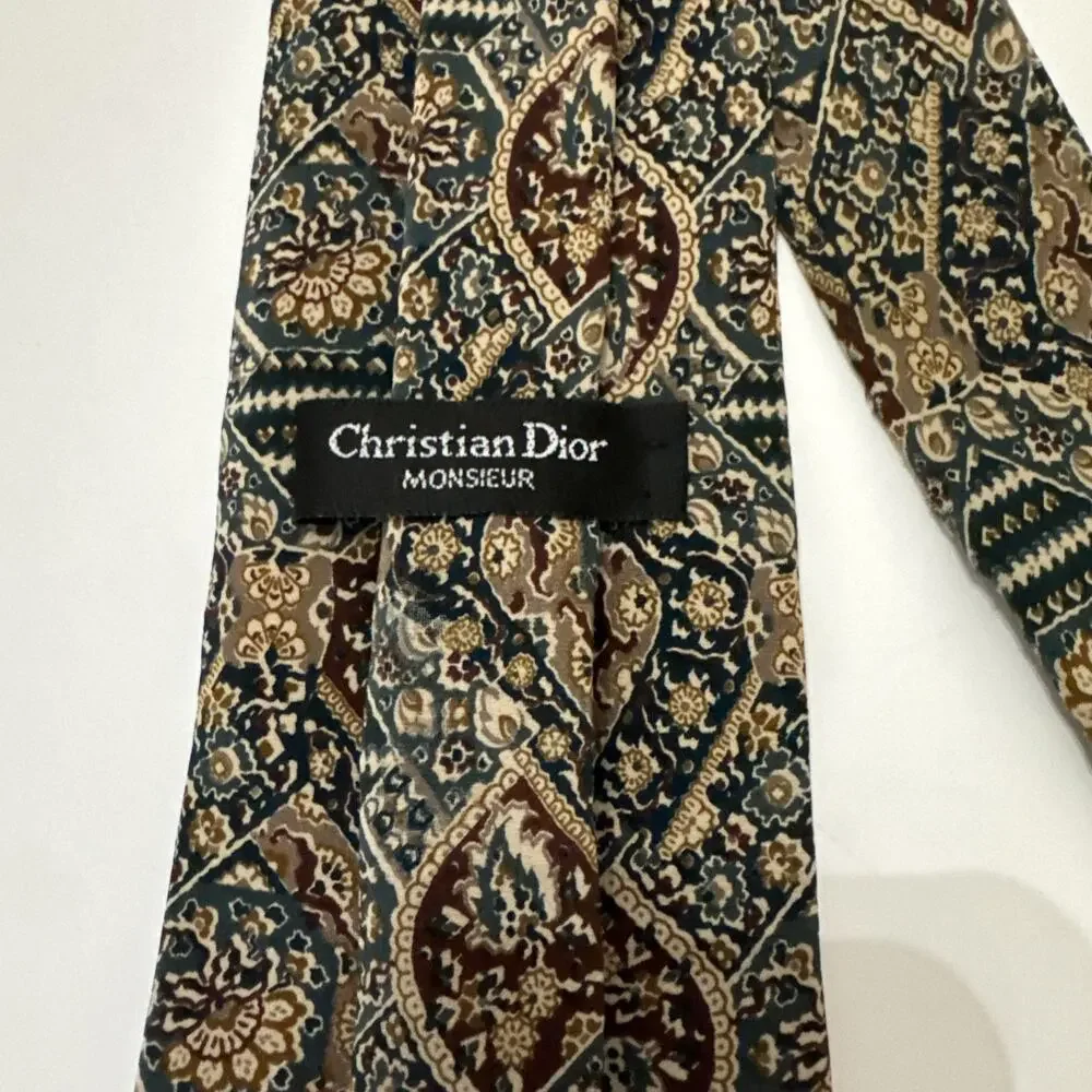 Christian Dior Monsieur Men’s Silk Tie Paisley Made In USA WPL 125 “Read”